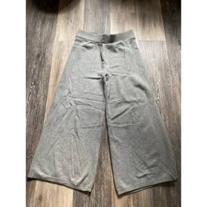 Rib Knit Chunky Warm Sweater Pants‎ Stretchy Cozy Gray Medium Wide Leg Cropped